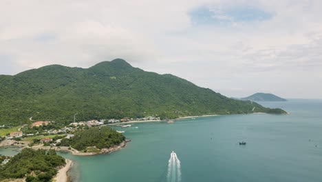 drone video over the bay of the world biosphere reserve of cham island in east vietnam