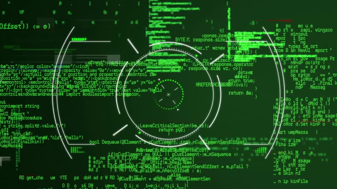 Animation of data processing over black background