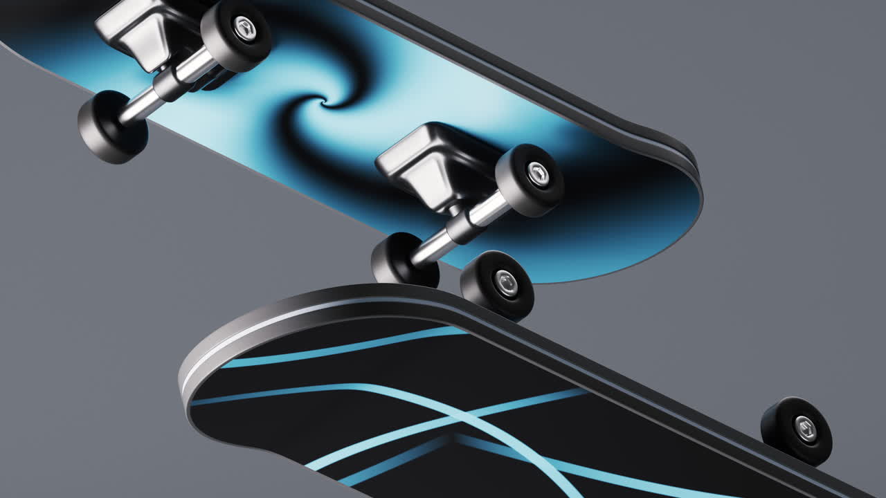 Tegneserie-skateboard, sportsaktivitet, 3D-gengivelse