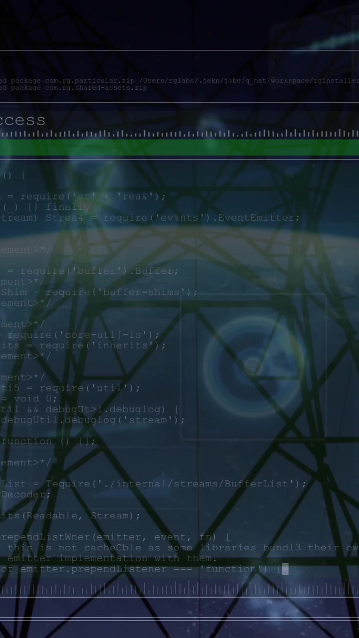 Animazione dell'elaborazione dati e reti di connessioni su sfondo scuro