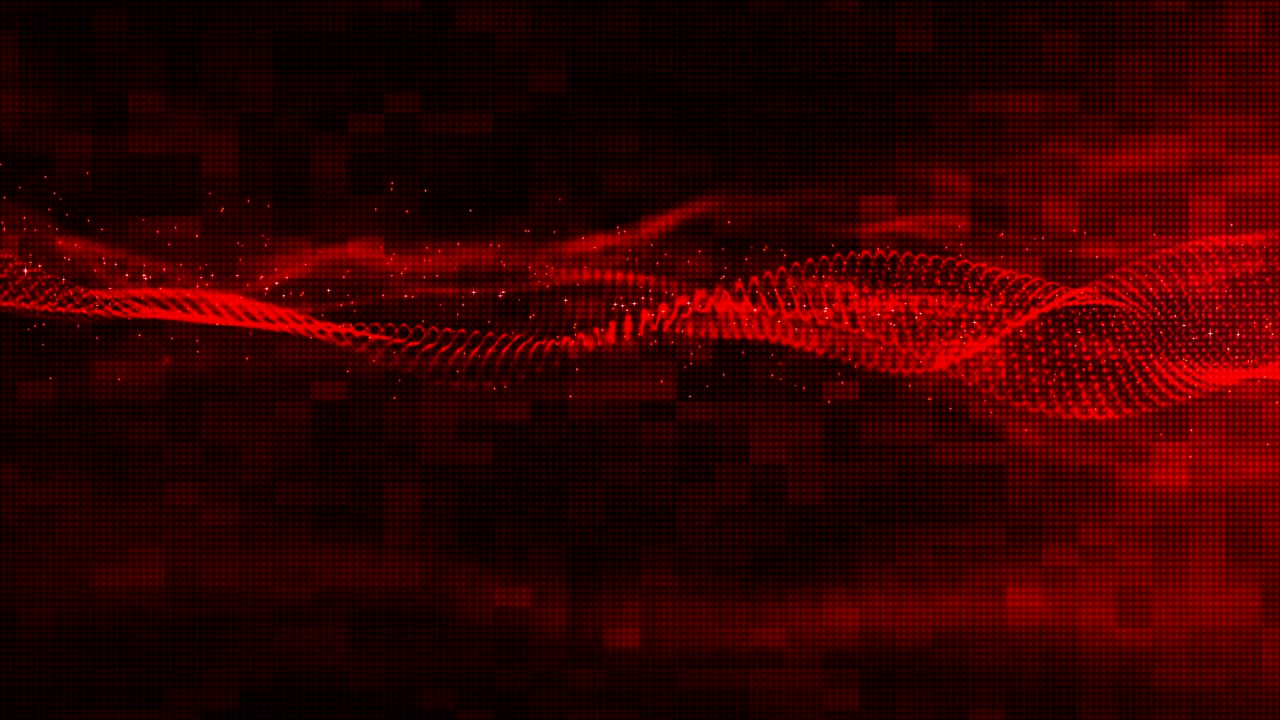 Abstract red color wave particles flow motion background