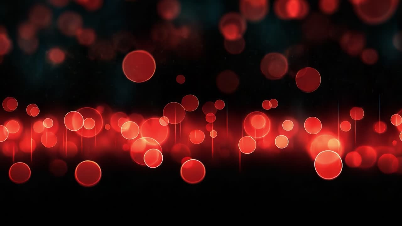 A Captivating Display of Vibrant Red Bokeh Lights Creating a Dreamlike Atmosphere with Floating Circles Against a Dark Background