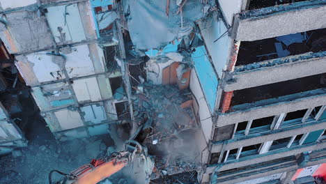 damaged earthquake disaster construction. natural disaster ruined building.
