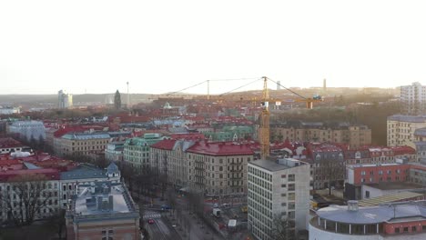 4k-Aerial-footage-over-Gothenburg-city,-Sweden