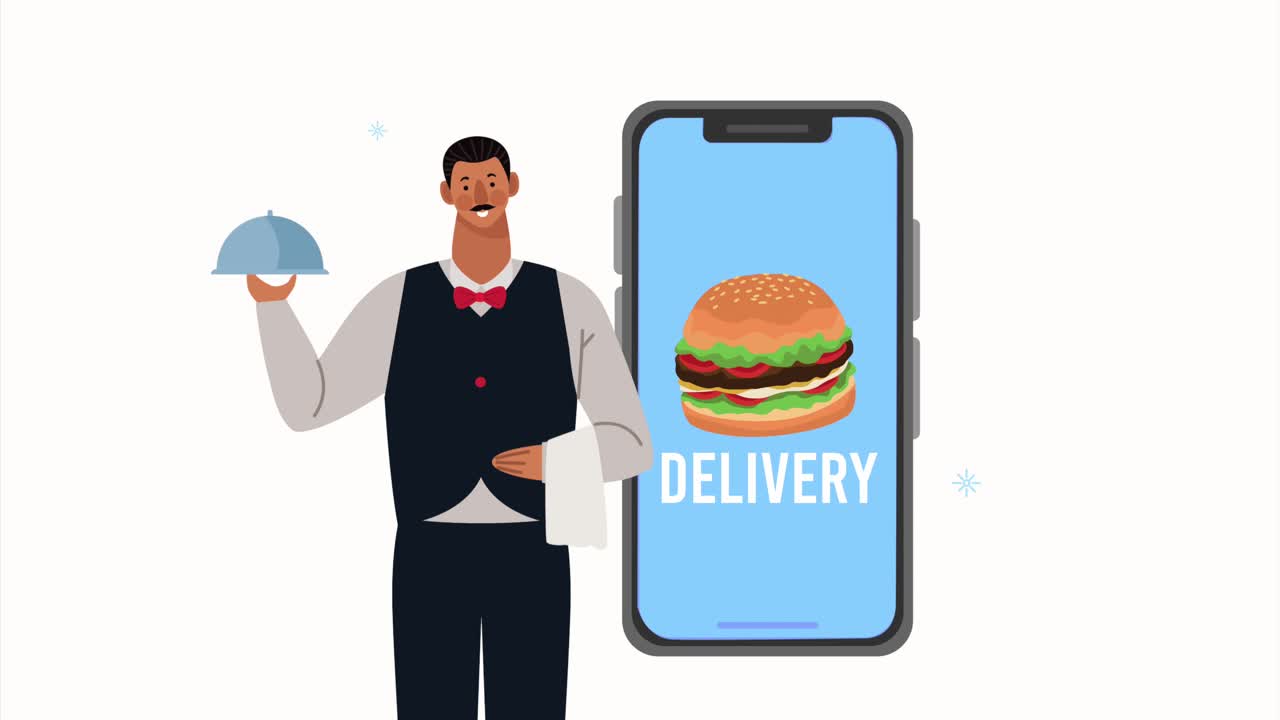 food delivery service lettering animation