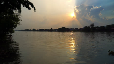 river view and beautiful sunset with cloudy in thailand