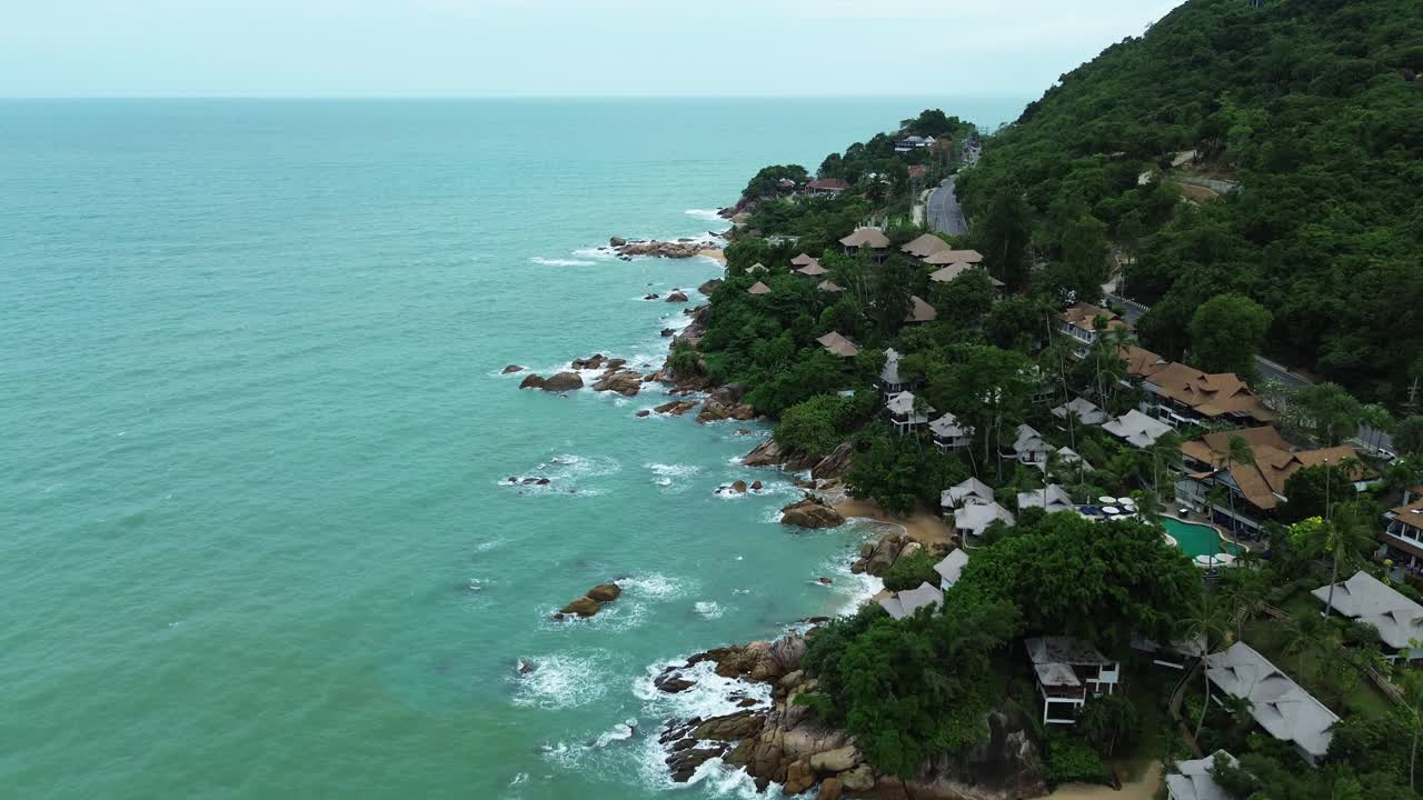 Thailand Koh Samui island beautiful beach travel destination, aerial drone Asia holiday