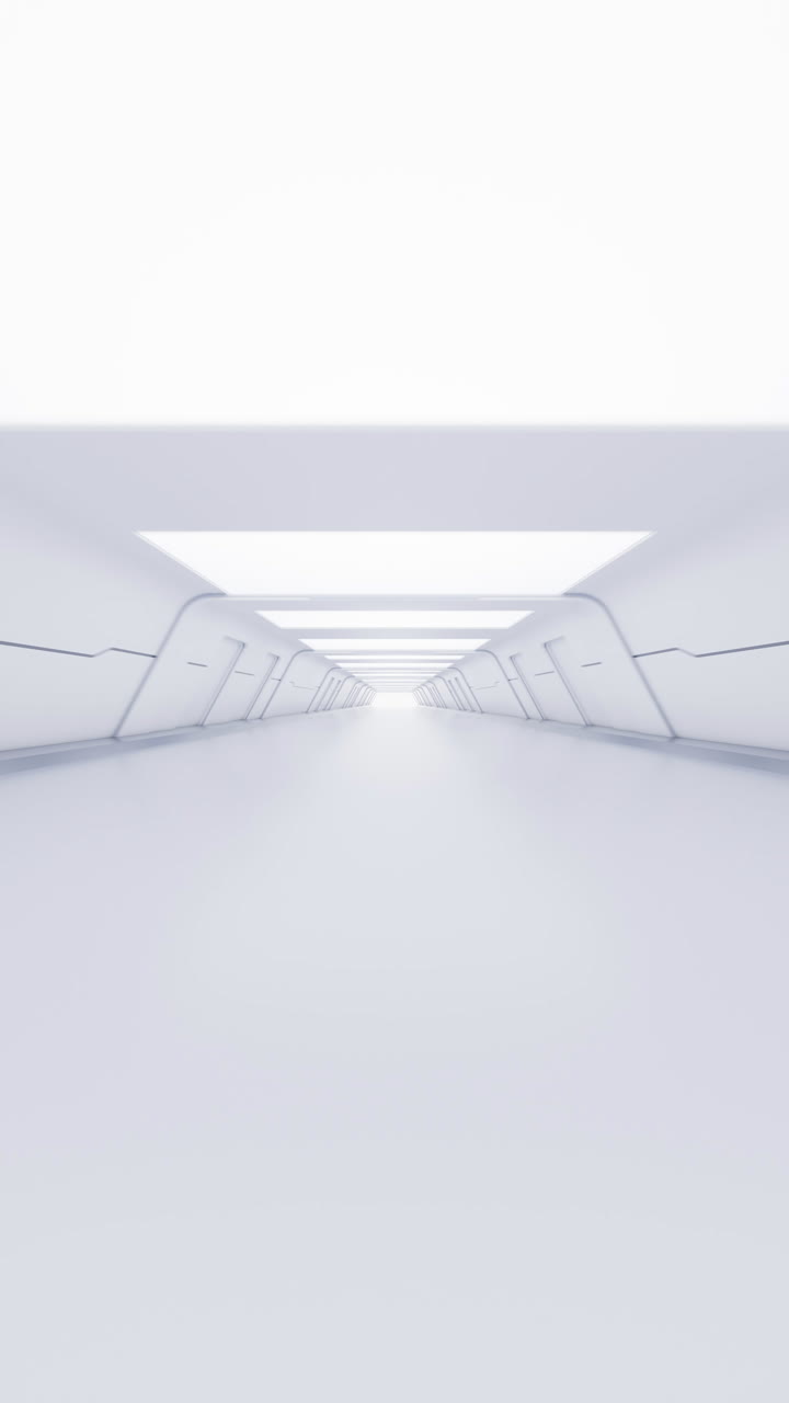 Empty white tunnel with futuristic style, 3d rendering.