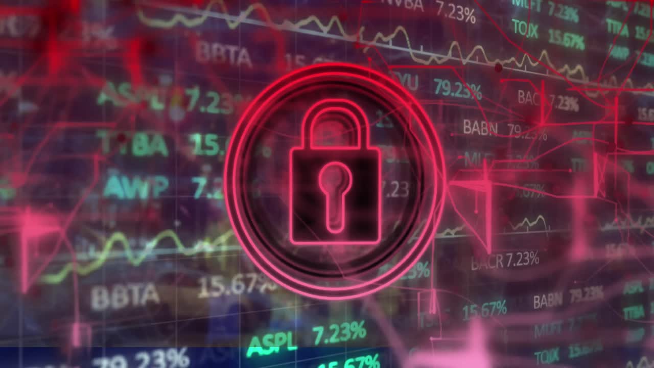 animación del procesamiento de datos a través de un candado