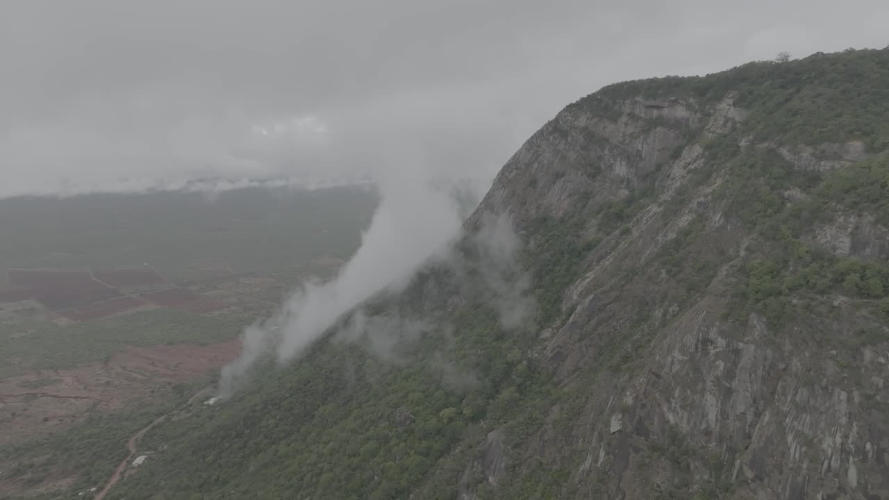 Rock face profile drone shot of Mt. Kasigau Kenya