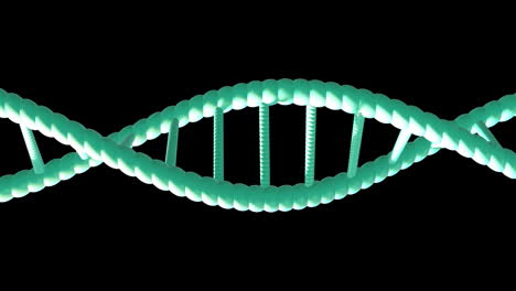 animation of dna strand spinning with copy space over black background