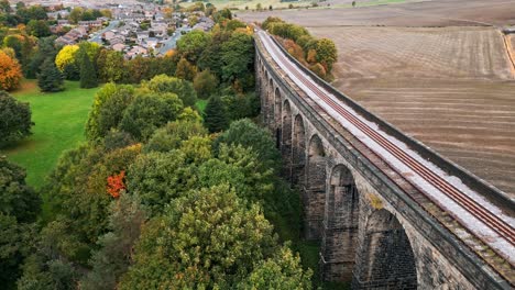 drone footage of the impressive penistone viaduct viewed from the east side