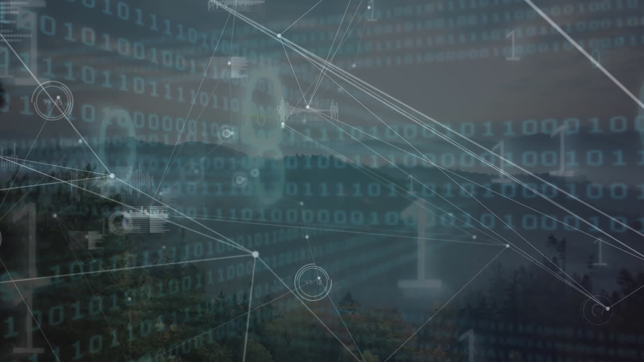 Animation of network of connections with binary coding