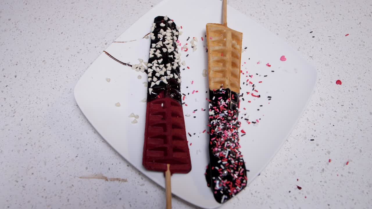 트리 와플 상단 각도를 완전히 장식하십시오.