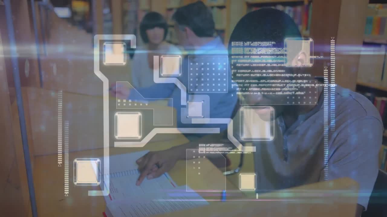 animación de la red de conexiones y procesamiento de datos sobre los estudiantes