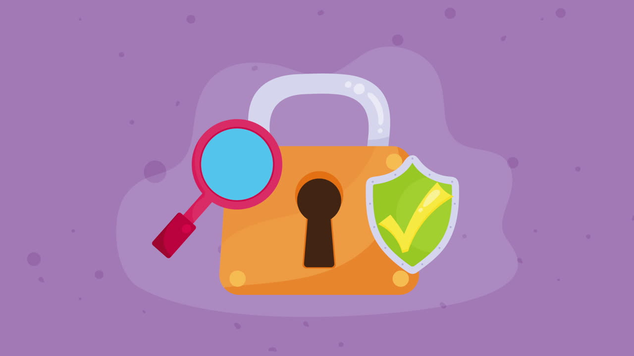 lucchetto con buco della chiave animazione di sicurezza informatica
