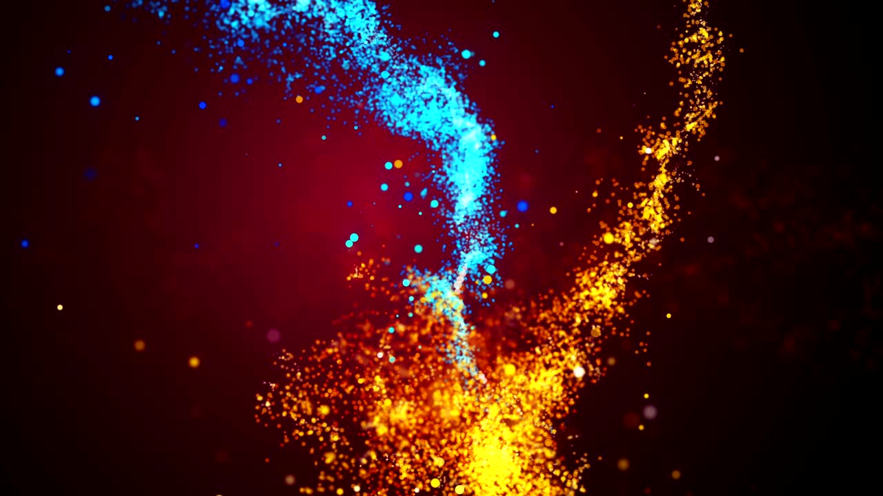 춤추는 불과 물 입자, 빛의 줄무, 루프 모션, 4k