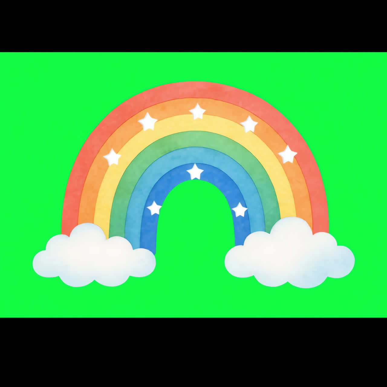 Colorful whimsical rainbow illustration animation isolated asset, transparent 4K video, alpha
