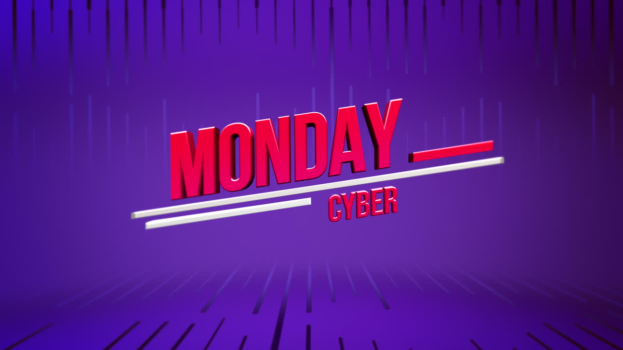 lunes cibernético en patrón geométrico púrpura con líneas degradadas