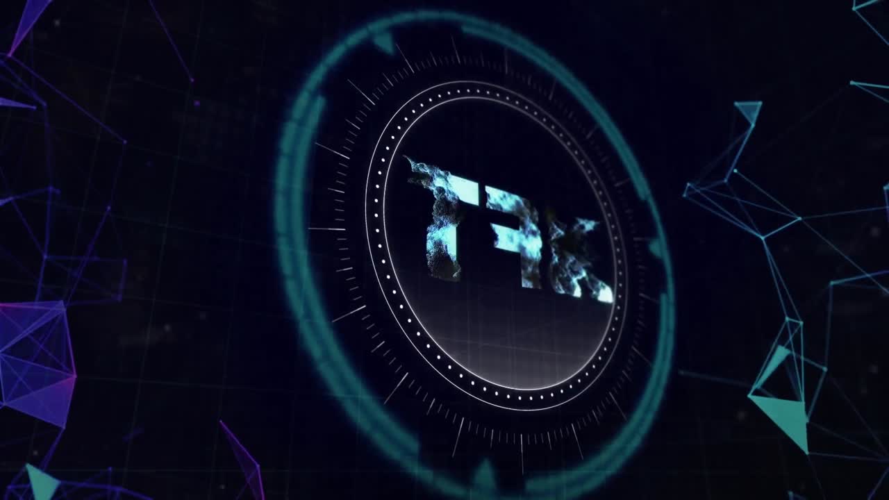 Animation of nft rotating over black background with shapes