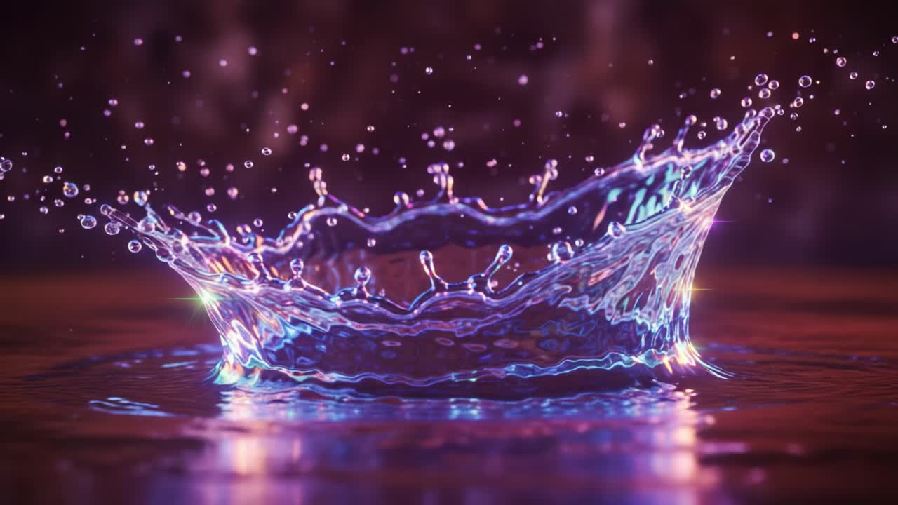 Captivating Water Splash: A Stunning Display of Aqueous Motion and Light Reflections in a Dynamic Liquid Crown Formation