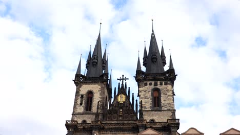 impressive view of church of our lady before tyn towers and spires, prague