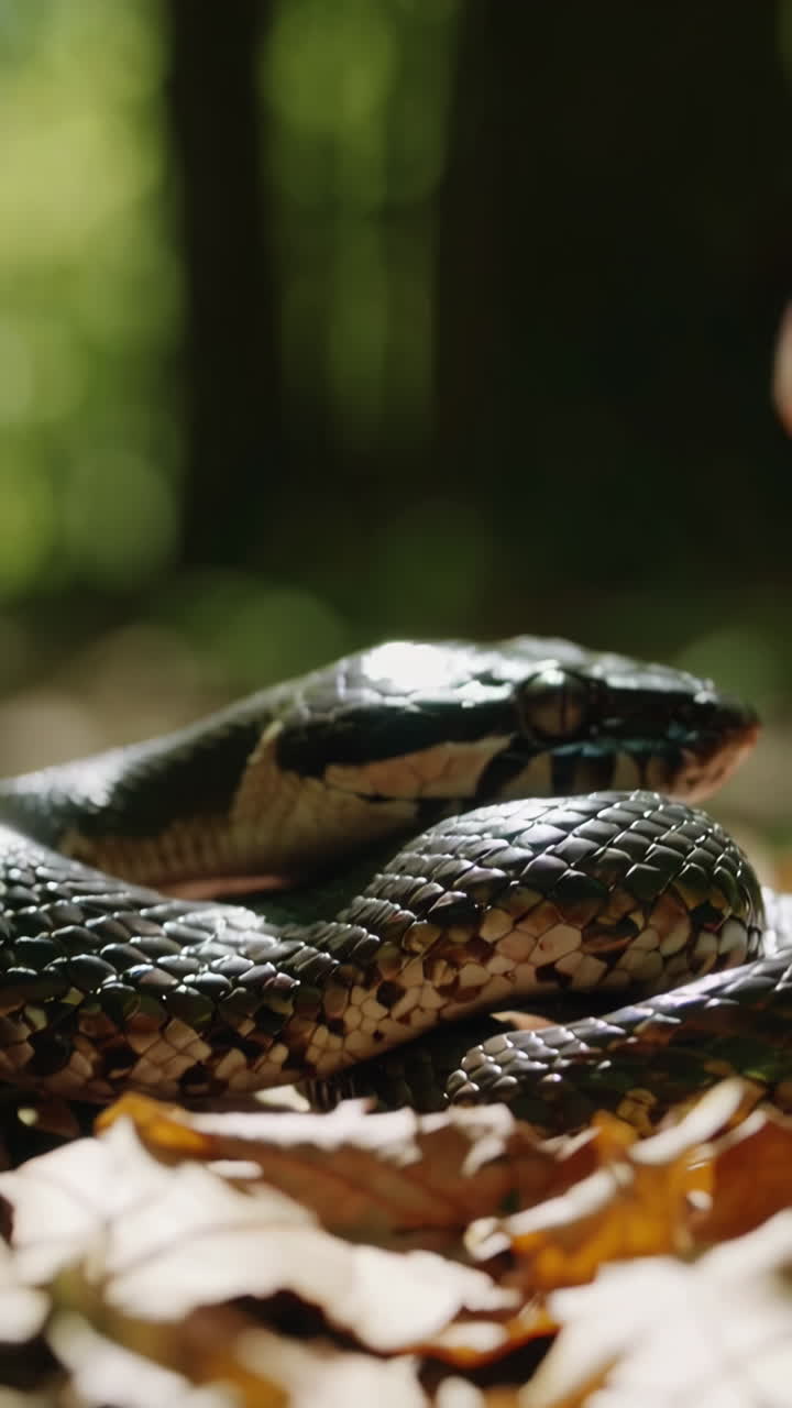Primo piano di un serpente in una foresta