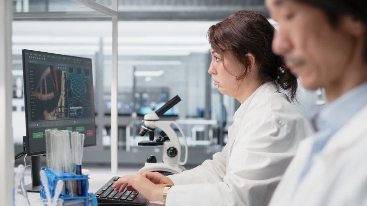 Clinical Microbiologist Checking Time, Waiting To Finish Shift