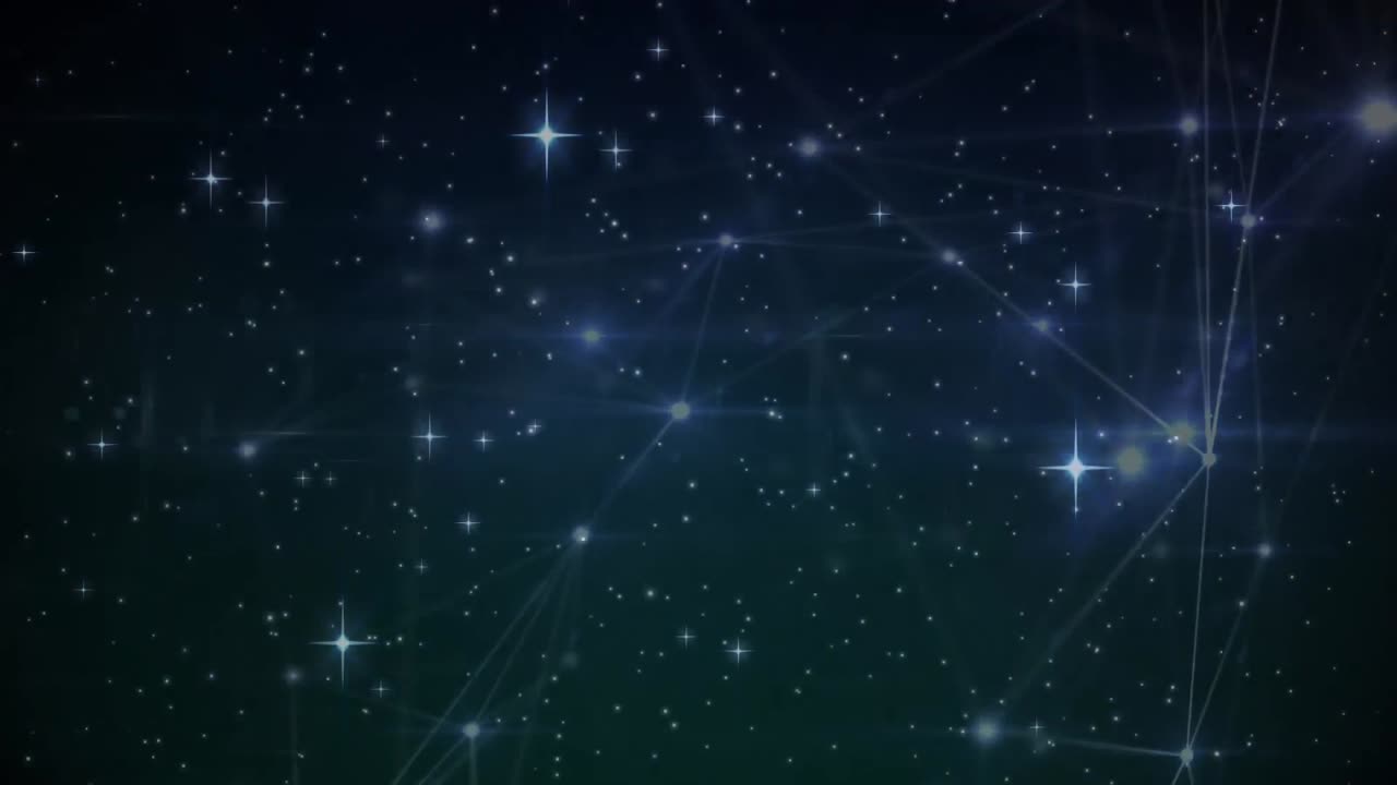 Animation von Sternen über einem Netzwerk von Verbindungen