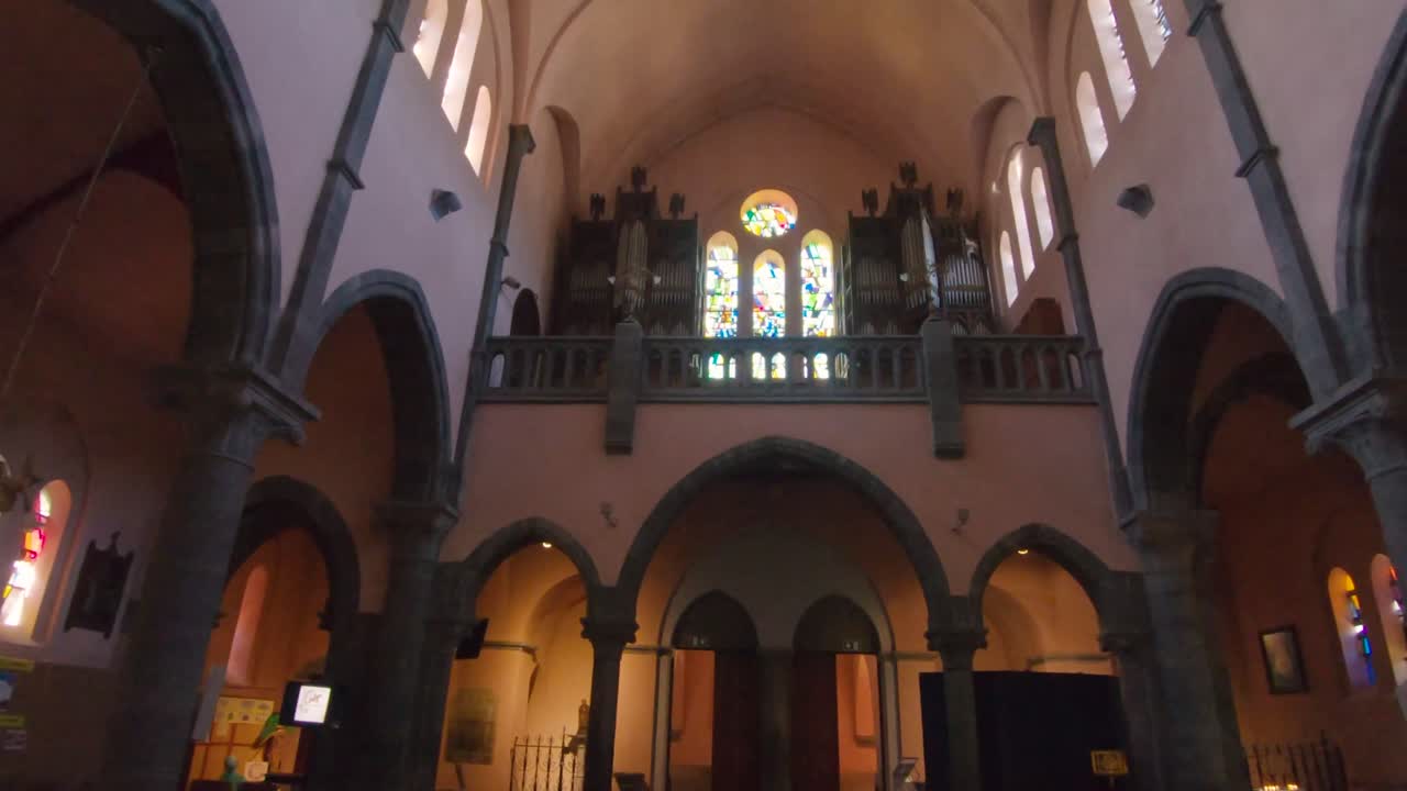 View of the beautiful organ of the Saint Nicolas church in La Roche en Ardenne, Ardennes, Belgium, Europe, 4K, 50fps