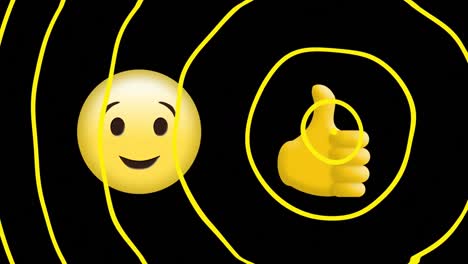 Animation-of-emoji-icons-over-black-background