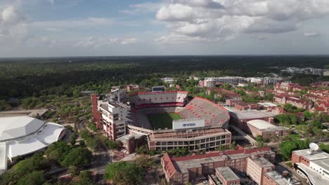 university of florida gators football stadium, aerial drone shot, 4k