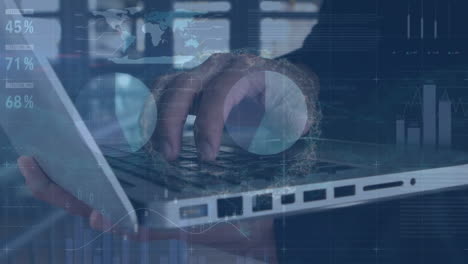 animación del procesamiento de datos financieros sobre el empresario utilizando la computadora
