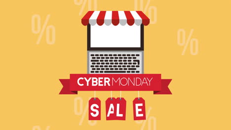 cyber monday animation with laptop