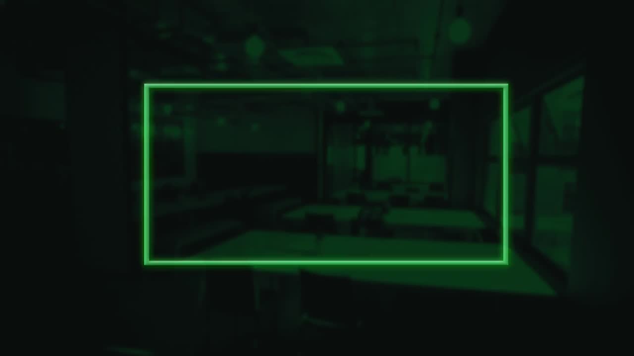 animación de marco de neón sobre el restaurante.