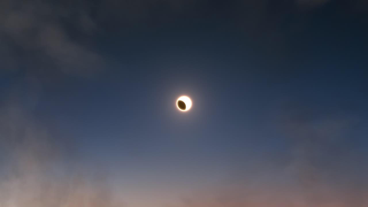 Aerial View of a Solar Eclipse at Sunset