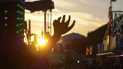 colorful amusement park lights at sunset in 4k slow motion 60fps