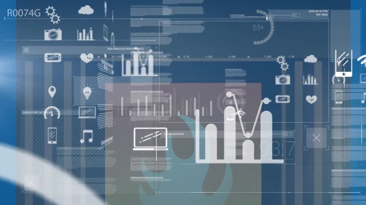 Animation of statistics, firewall and data processing
