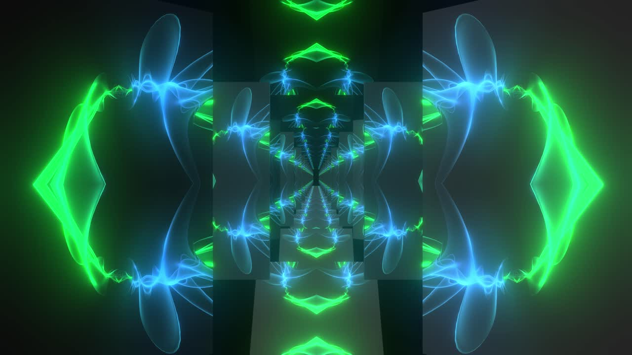 túnel de neón abstracto con patrones geométricos