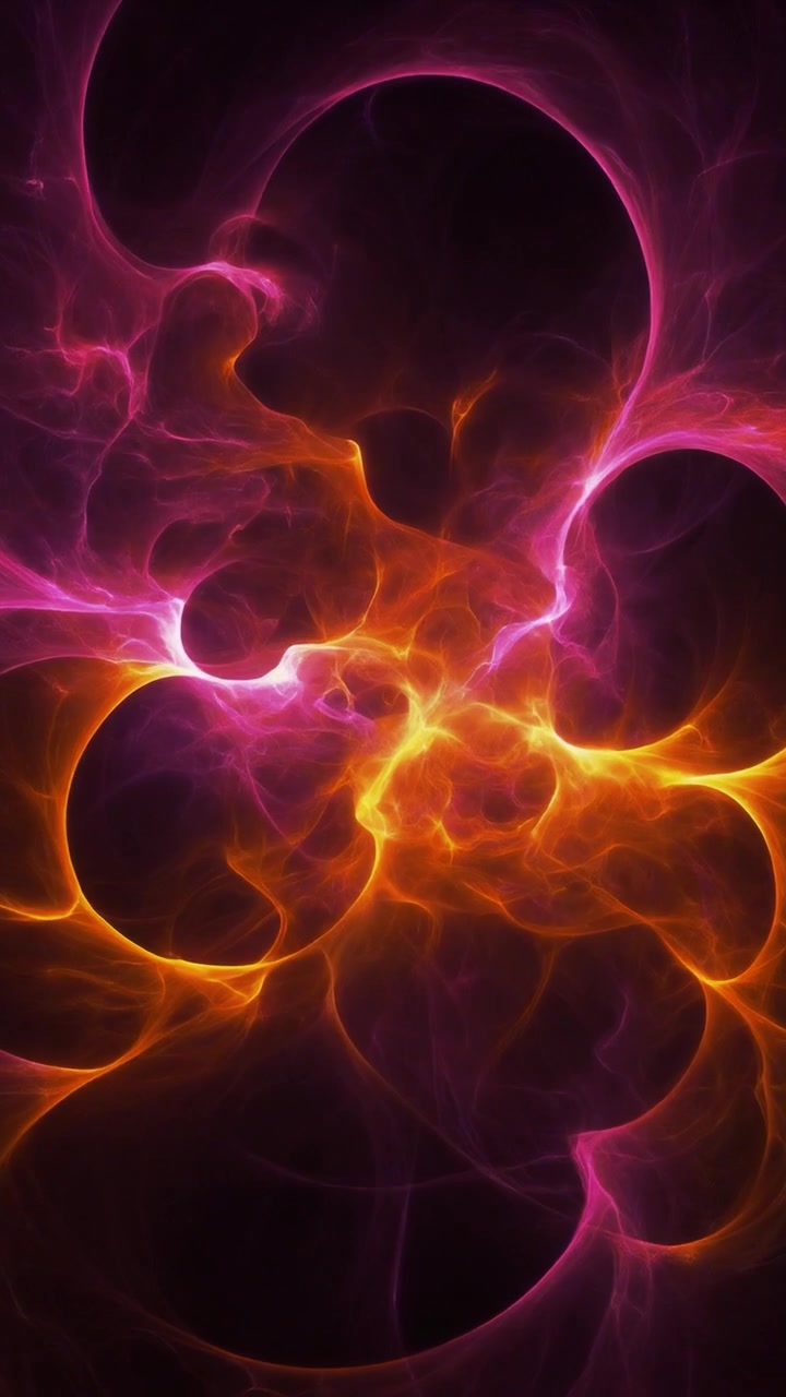Sfondo animato astratto con onde di energia luminose rosa e arancioni
