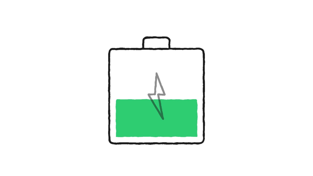 Animazione disegnata a mano del progresso di carica della batteria