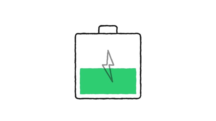 Animazione disegnata a mano del progresso di carica della batteria