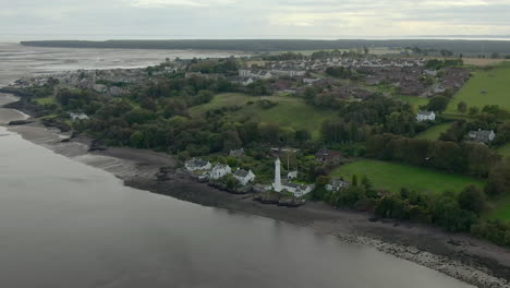 An-aerial-view-of-the-Tayport-West-Lighthouse-on-a-cloudy-day