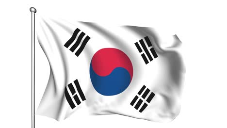 bandera de corea del sur (semi-transparente, en bucle, canal alfa)