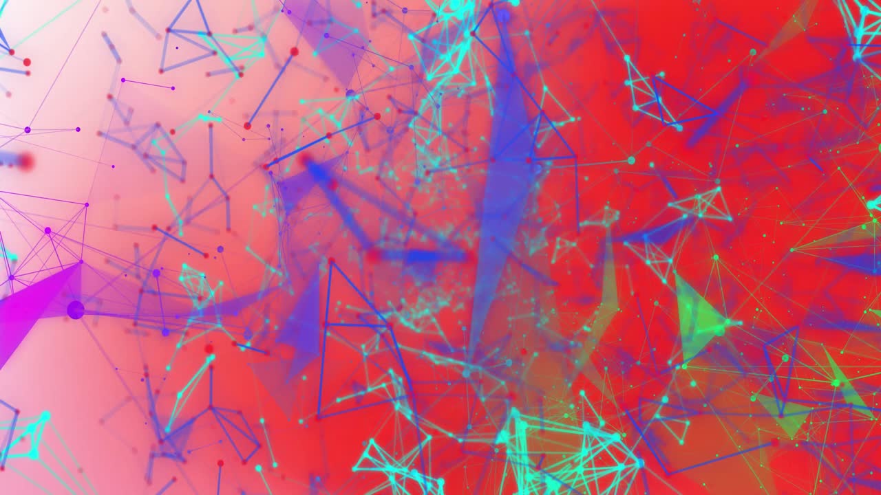 animación de redes de conexiones en fondo rojo