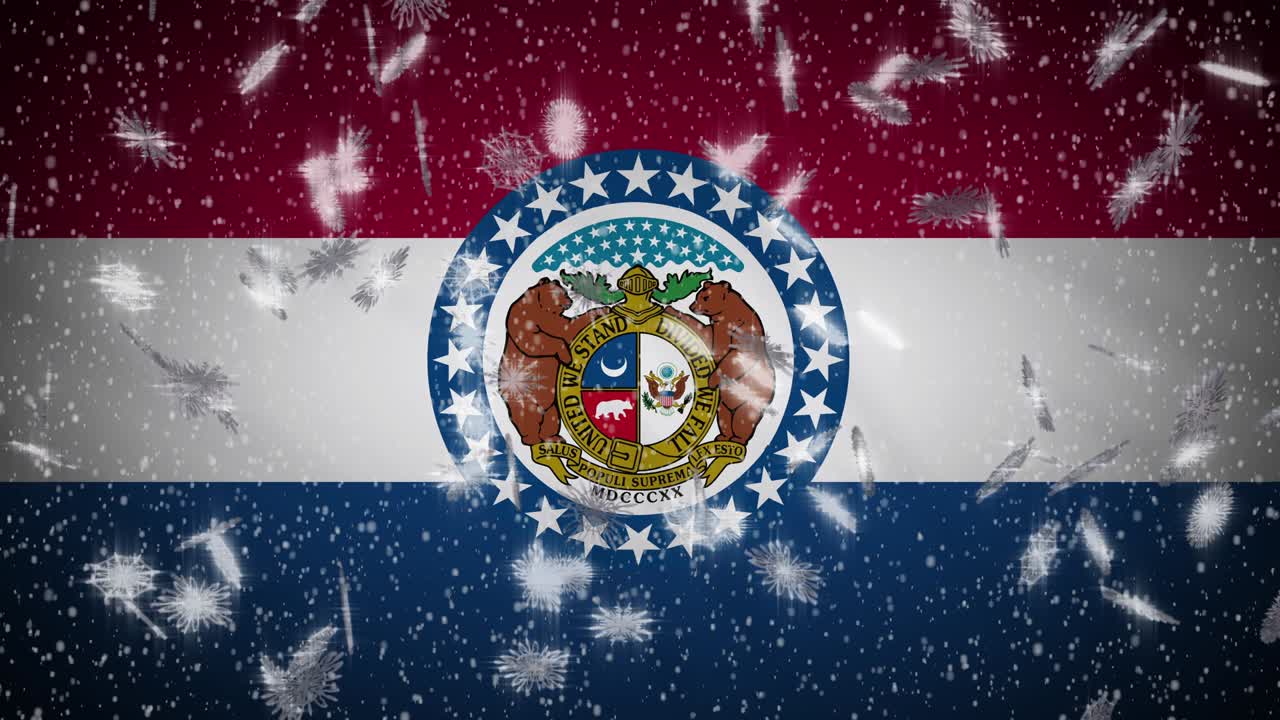 미주리 발이 눈을 내리고, 새해와 크리스마스 배경, 루프