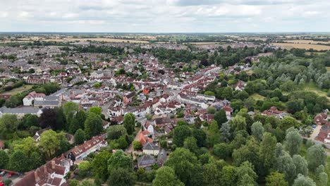 coggeshall town essex uk pull back drone aerial reverse reveal