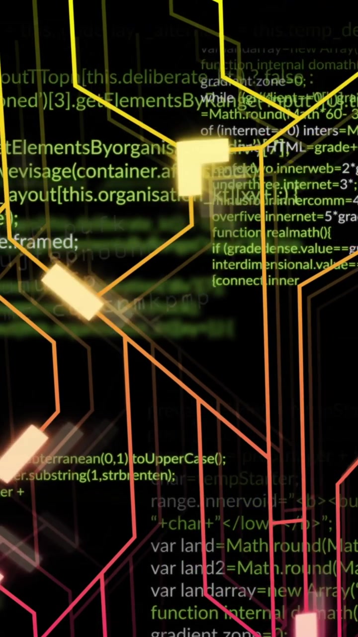 Animation of data processing on black background