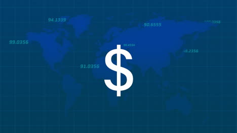 animación del signo de dólar sobre el procesamiento de datos financieros