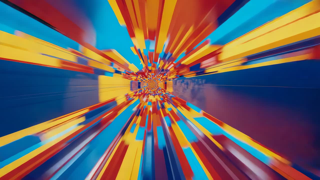 Starting radial prism tunnel accelerating inward through digital space, creating depth illusion